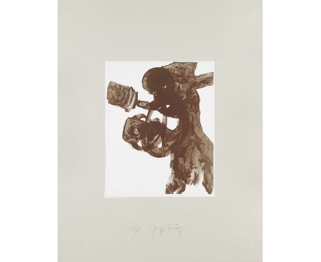 Joseph Beuys.  (1921 Krefeld - 1986 Düsseldorf). Foetus. 1980. Radierung, Aquatinta und Lithographie auf Papier, aufgewalzt a