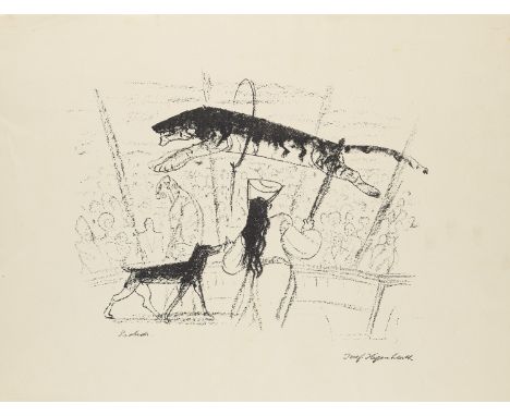 Klassische Moderne Josef Hegenbarth (1894 Böhmisch-Kamnitz - 1962 Dresden)Tigerdressur. 1958. Lithographie auf Velin (mit WZ)