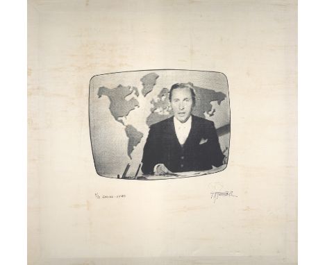 Fluxus Wolf Vostell (1932 Leverkusen - 1998 Berlin)Fernseh-Krebs BB 1. 1972. Serigraphie in Schwarz nach photographiertem Fer