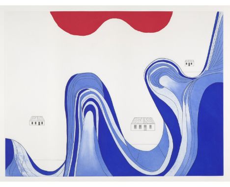 Louise Bourgeois.  (1911 Paris -  lebt in New York). o.T. (Mountain Lakes). 1997. Radierung mit Farbaquatinta auf Velin. 45 x