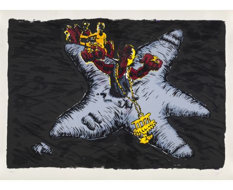 Deutsche Nachkriegsmoderne Jörg Immendorff (1945 Bleckede - 2007 Düsseldorf)Zeig was du hast. 1998. Farbserigraphie auf feste