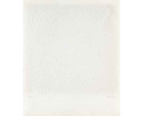 Günther Uecker.  (1930 Wendorf). Schnee. 171. Prägung auf festem Velin. 46 x 45,5 cm (59 x 49,5 cm). Signiert, datiert und nu