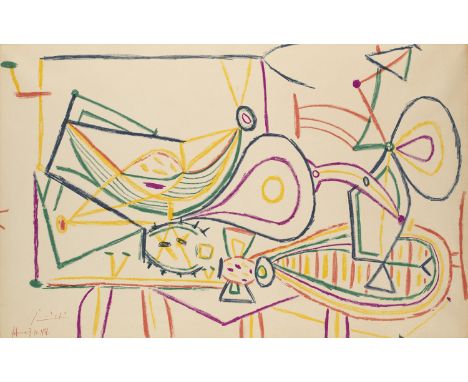 nach Pablo Picasso.  (1881 Malaga - 1973 Mougins). Composition, aus: "European School Prints". 1948. Farblithographie auf Vel