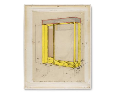 Christo (d. i. Chr. Javacheff).  (1935 Gabrovo/Bulgarien - 2020 New York). Store Front (Mandarin yellow from "Red Devil" enam