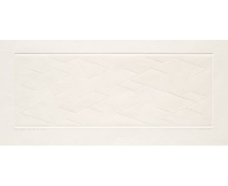 Josef Albers.  (1888 Bottrop - 1976 New Haven). Intaglio Duo K. 1958. Farbloser Tiefdruck auf Arches-Velin (m. Wz.). 13 x 35 