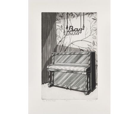 Zeitgenössische Kunst Almut Heise (1944 Celle)Bar. 1970. Radierung auf BFK Rives Velin (mit Wz.). 48 x 31 cm (64,5 x 47 cm). 
