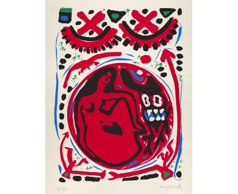 Neue Wilde A.R. Penck (d.i. Ralf Winkler) (1939 Dresden - 2017 Zürich)Keramik. 1992. Farbserigraphie auf leichtem Velinkarton