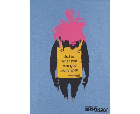 Streetart - - Banksy - Not Banksy. Art is what you can get away with. Farbserigraphie auf recycelter grauer Zellstoffpappe. 5