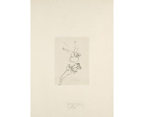Joseph Beuys.  (1921 Krefeld - 1986 Düsseldorf). Topfspiel, aus: Zirkulationszeit. 1982. Radierung auf Velin. 15,8 x 11,6 cm 