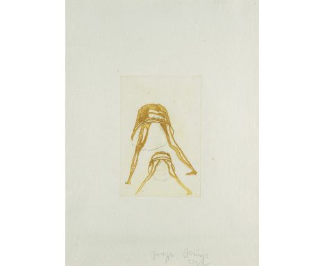 Joseph Beuys.  (1921 Krefeld - 1986 Düsseldorf). Petticoat, aus: Tränen. 1985. Farbradierung auf festem, leicht genarbtem Vel