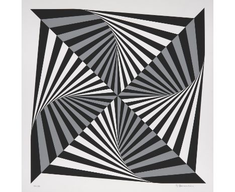 Geometrische Abstraktion - Op Art Marcello Morandini (1940 Mantua)Geometrische Komposition. Um 2018. Giclée auf leichtem Veli