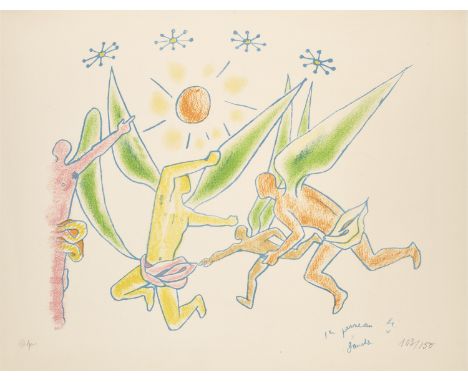 Klassische Moderne Jean Cocteau (1892 - 1963 Paris)Danseurs. Farblithographie auf Velin mit Trockenstempel. 43 x 50,3 cm (50 