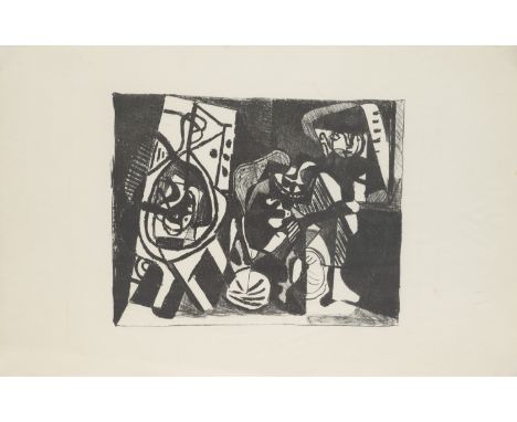 Pablo Picasso.  (1881 Malaga - 1973 Mougins). Scène d'intérieur. 1926. Lithographie auf BFK Rives Velin (mit Wz.). Im Passepa