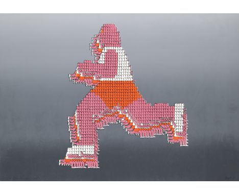 Thomas Bayrle.  (1937 Berlin -  lebt in Frankfurt/M.). Einsamer Läufer. 1969. Farbserigraphie auf Velin. 48 x 68 cm. Signiert