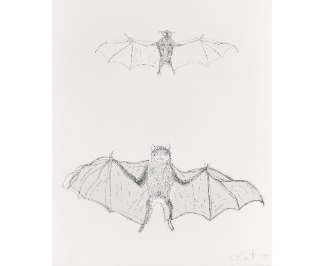 Amerikanische Moderne Kiki Smith (1954 Nürnberg)Bat. 1998. Radierung auf Velin, teils mit auf Pergamin gedruckter Applikation