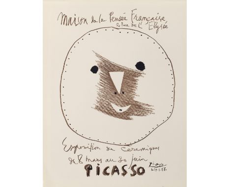 Pablo Picasso.  (1881 Malaga - 1973 Mougins). Maison de la Pensée Française. 1958. Farblithographie auf leichtem Velin (m. WZ