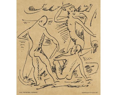 Klassische Moderne Max Pechstein (1881 Zwickau - 1955 Berlin)Badende. 1918. Lithographie auf Velin. 22 x 29 cm. Unterhalb der