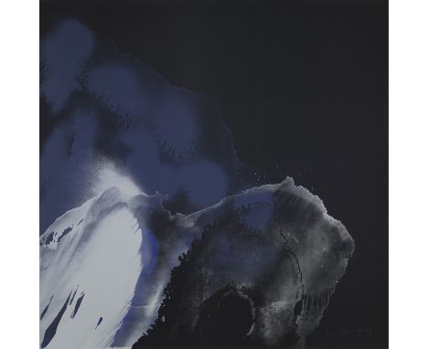Otto Piene.  (1928 Laasphe/Westf. - 2014 Berlin). Hawaii sky black. 1974. Serigraphie in schwarz, silber und blau auf schwarz