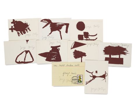 Joseph Beuys.  (1921 Krefeld - 1986 Düsseldorf). 9 Postkarten. 1977-1984. Je Offset bzw. Farboffset auf leichtem Velinkarton.
