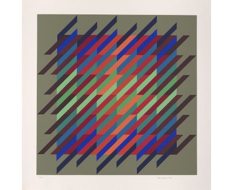 Konkrete Kunst Anton Stankowski (1906 Gelsenkirchen - 1998 Stuttgart)2 Arbeiten. 1970/1986. Je Serigraphie in Farbe auf feste