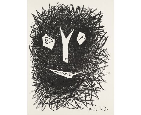 Klassische Moderne Pablo (Malaga 1881 - 1973 Mougins b. Cannes) Picassoo.T.. 1963. Lithographie auf Velin. 30,5 x 22,5 cm (32