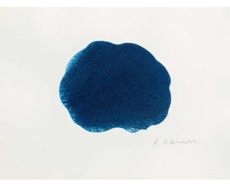 Wiener Aktionismus - - Arnulf Rainer.  (1929 Baden b. Wien). Wasserblatt. 2024. Kaltnadelradierung in Nacht- und Ultramarinbl