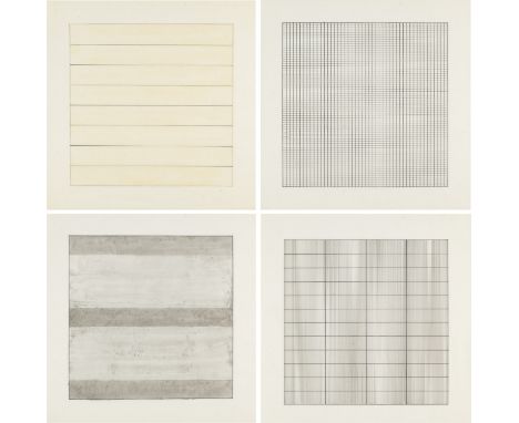 Minimalismus - - Agnes Martin.  (1912 Macklin - 2004 Taos, New Mexico). 10 Lithographien. In: Paintings and drawings ... Gemä