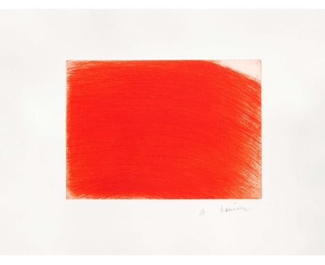 Wiener Aktionismus - - Arnulf Rainer.  (1929 Baden b. Wien). Pyrol. 2024. Kaltnadelradierung in Rot-Orange auf Velin. 29,7 x 