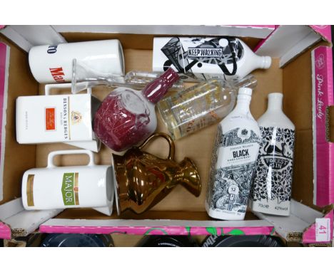 A collection of Wade Advertising Water Jugs &amp; Decanters to include B&amp;H, Johnny Walker, Desert Dog, Marlboro etc .  Th