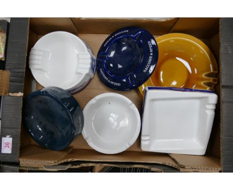 A collection of Wade Advertising Ashtrays including Gold Leaf, Lucky Strike, Rothmans etc  .  These items were removed from t