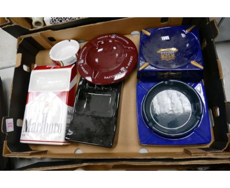 A collection of Wade Advertising Ashtrays including Marlboro , Lucky Strike, Pall Mall etc   .  These items were removed from