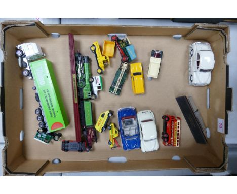 A collection of Model Toy Cars, Lorries &amp; similar including Royal Hampshire the Mallard, Morris Minors, Corgi AA van etc 