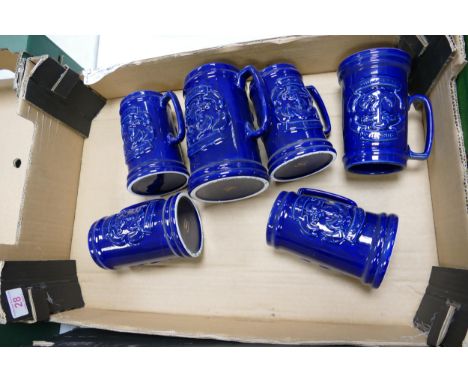 A collection of Wade Pussers Rum Tankards .  These items were removed from the archives of the Wade factory and are possible 