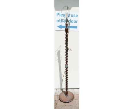 Early 20th Century barley twist two tier standard lamp. height to top of fitting 147cm 