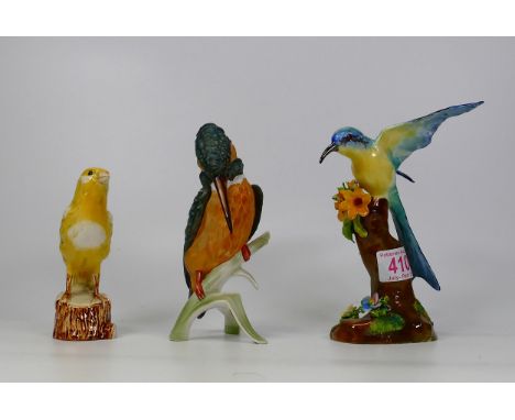 Crown Staff Jt Jones Figure Hummingbird, Goebel Kingfisher &amp; similar Canary , tallest 18.5cm(3) 