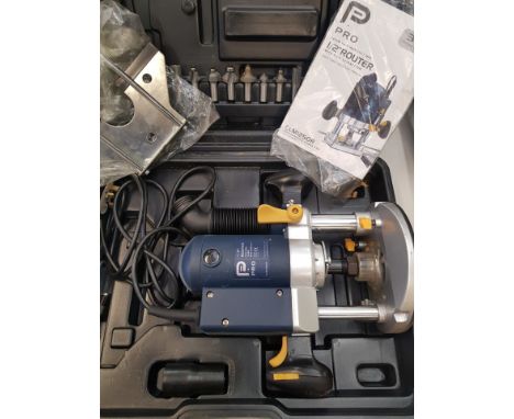 Cased Pro Half Inch Router With Dust Extraction and Operation Manual including 15 Bits 