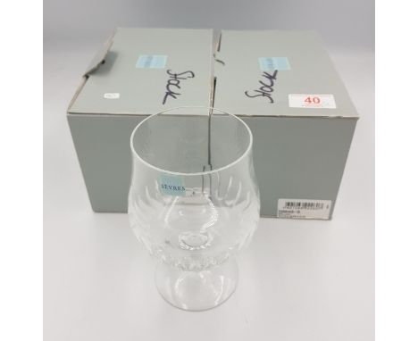 Boxed Serves for De Lamerie Fine Bone China heavy Undecorated Glass Crystal Brandy Glasses(2) 