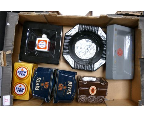 A collection of Wade Advertising Ashtrays including Brew 10, Dunhill, Ribes Gin etc  .  These items were removed from the arc