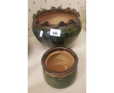 Large Royal Doulton Stone Ware Planter & similar lidless tobacco jar, tallest 18cm(2) 