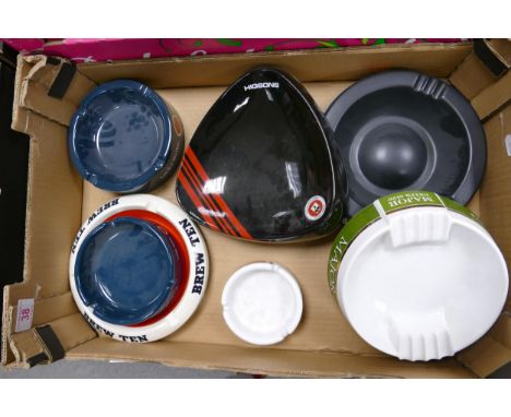 A collection of Wade Advertising Ashtrays includingBrew 10, Lucky Strike, Major Cigarettes etc  .  These items were removed f
