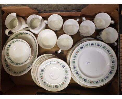 Royal Doulton Tapestry Pattern Items to Include 6 Coffee Cups and Saucers, 6 Dessert Dishes, Milk and Cream Jugs, Sugar Bowl 