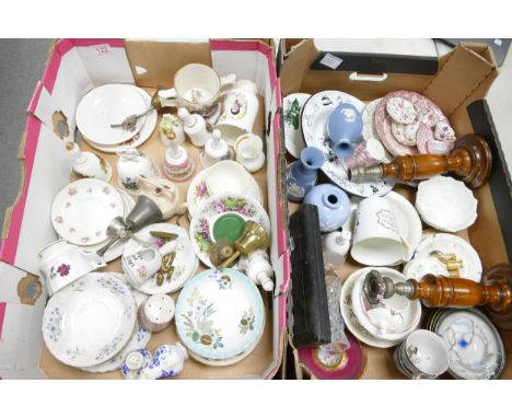 A mixed collection of items to include floral decorated miniatures, Royal Albert saucers, Wedgwood jasper ware etc (2) 