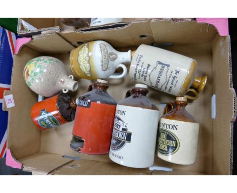 A collection of Wade Whisky &amp; Spirt Decanters to include Taunton Cider Flagons, similar lamp base, Camus decanter , Bront