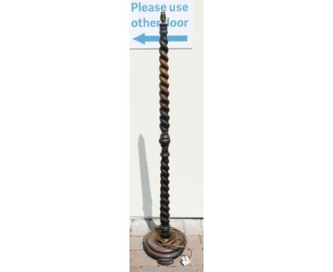 Early 20th Century barley twist standard lamp. height to top of fitting 146cm 