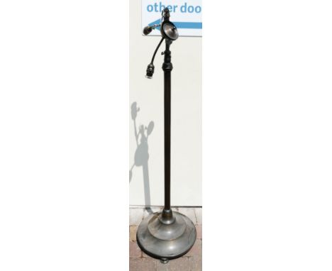 Early 20th Century Bronzed Metal Lamp with three light fittings. height to top of fitting 148cm 