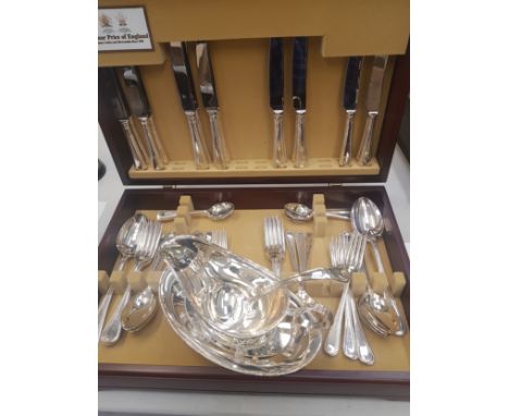 A part complete canteen of Arthur Price silver plated cutlery, together with a boxed Arthur Price silver plated gravy boat, s