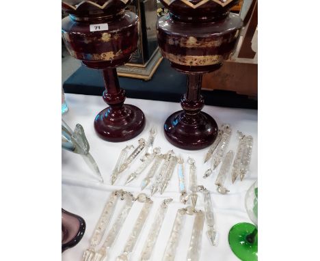PAIR OF VICTORIAN RUBY LUSTRE 