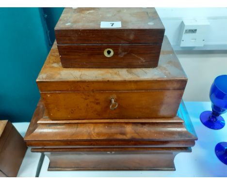VICTORIAN TEA CADDY, 2 OTHER BOXES