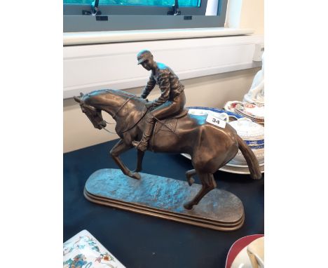 MODERN FIGURE OF HORSE &amp; JOCKEY, DINNER SERVICE, WEDGWOOD TEA SET, 2 STAFFORDSHIRE TEA SETS (APPROX 40)