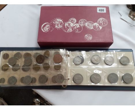 COIN ALBUM CONTAINING APPROX 100 PRE DECIMAL COINS, SOME PRE 1947 TOGETHER WITH OTHER LOOSE PRE DECIMAL COINS POST 1947